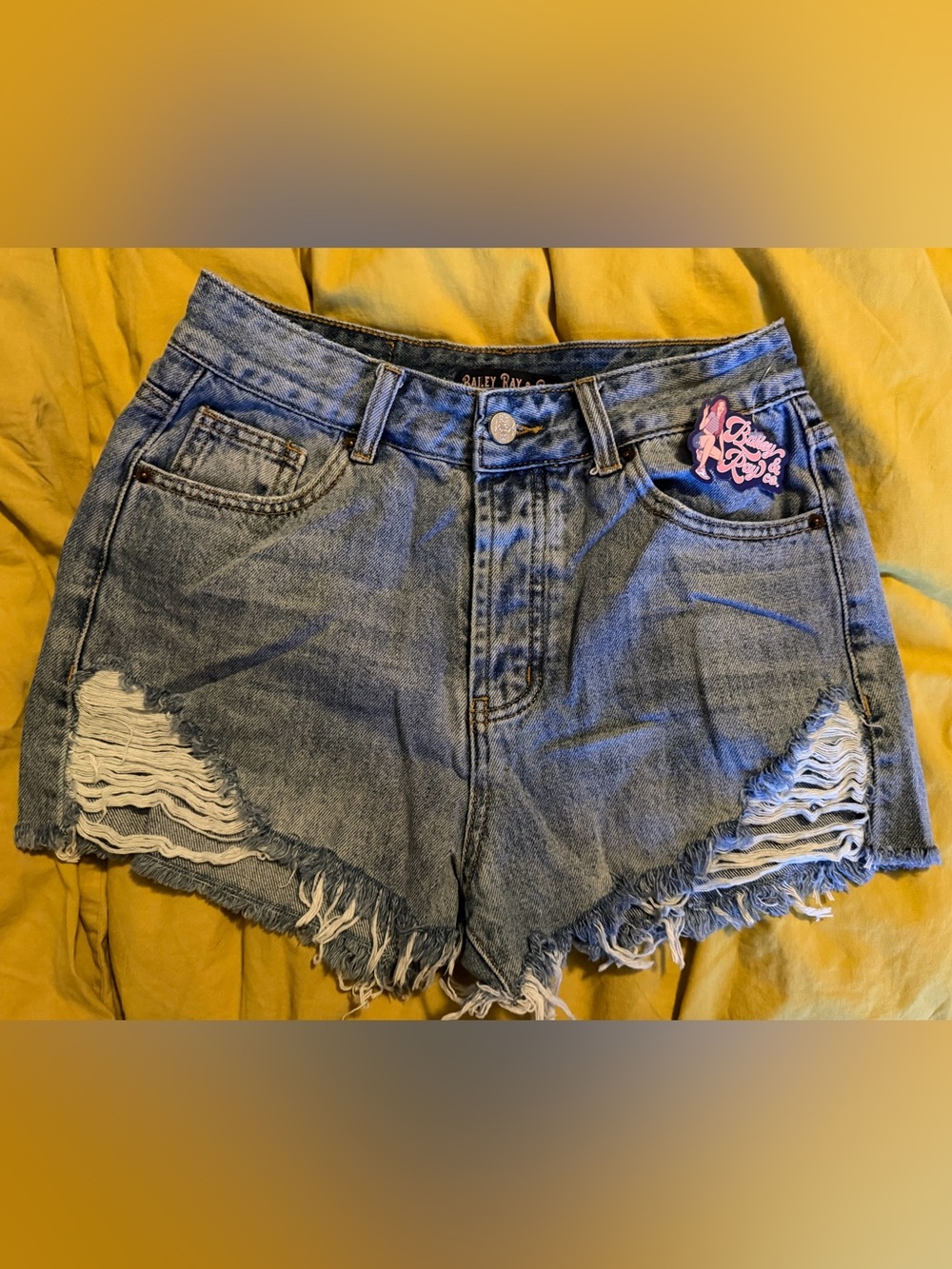 **NWT** Bailey Ray & Co- High-Waist Distressed Denim Shorts - Light Blue